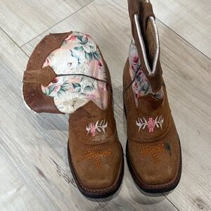 Brown Floral Kids Boots